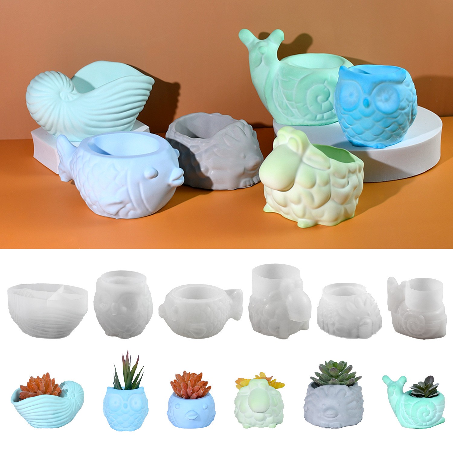 Succulent Set - Molde de silicone para vaso de