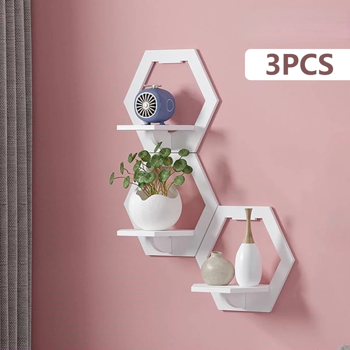 Terracotta Pot - 3 pçs hexágono prateleira de parede