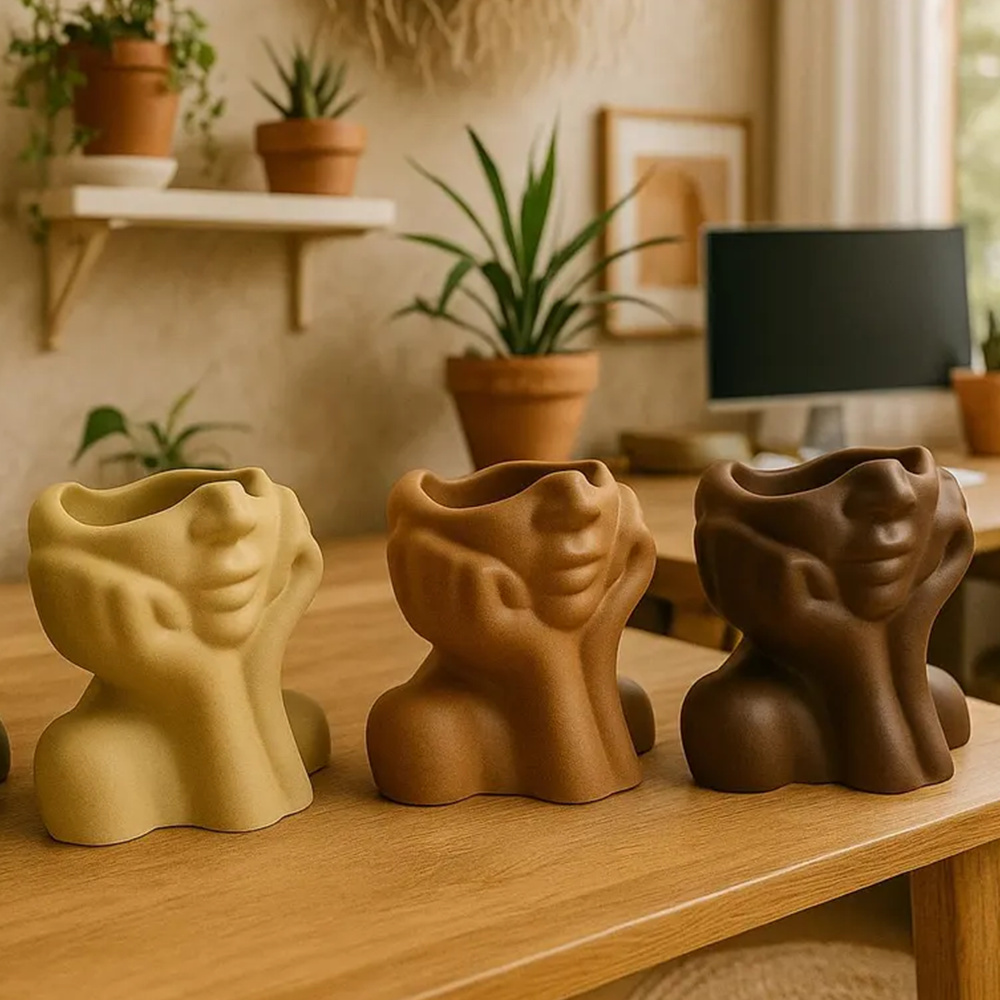 Rosto abstrato plantador pote  - Succulent Set avaliação e preço